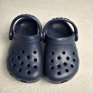 Toddler Crocs Size C5 Navy Blue Unisex Rubber Slip On Excellent